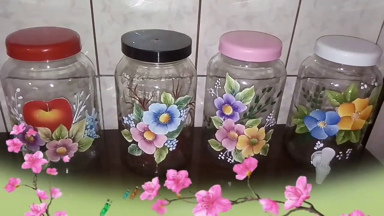 Vidro decorado com pano de prato passo a passo/ Letícia Sanches