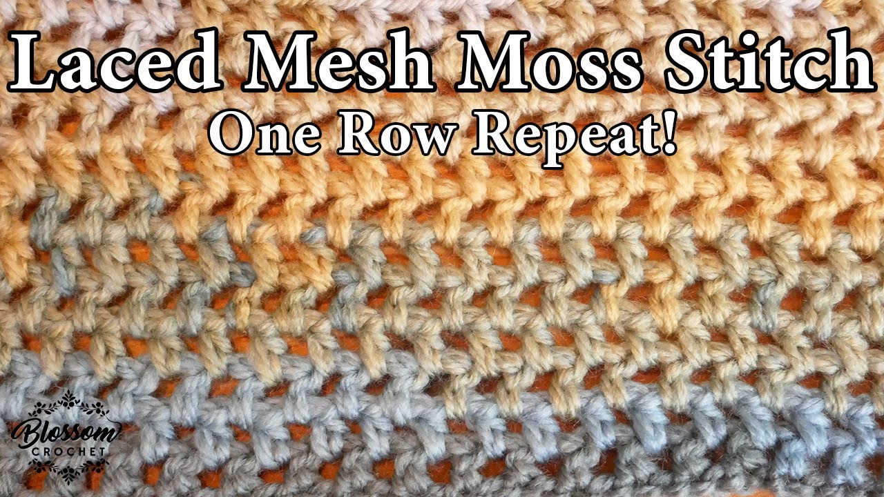 Crochet A Lace Mesh Moss Stitch! Simple One Row Repeat Pattern!