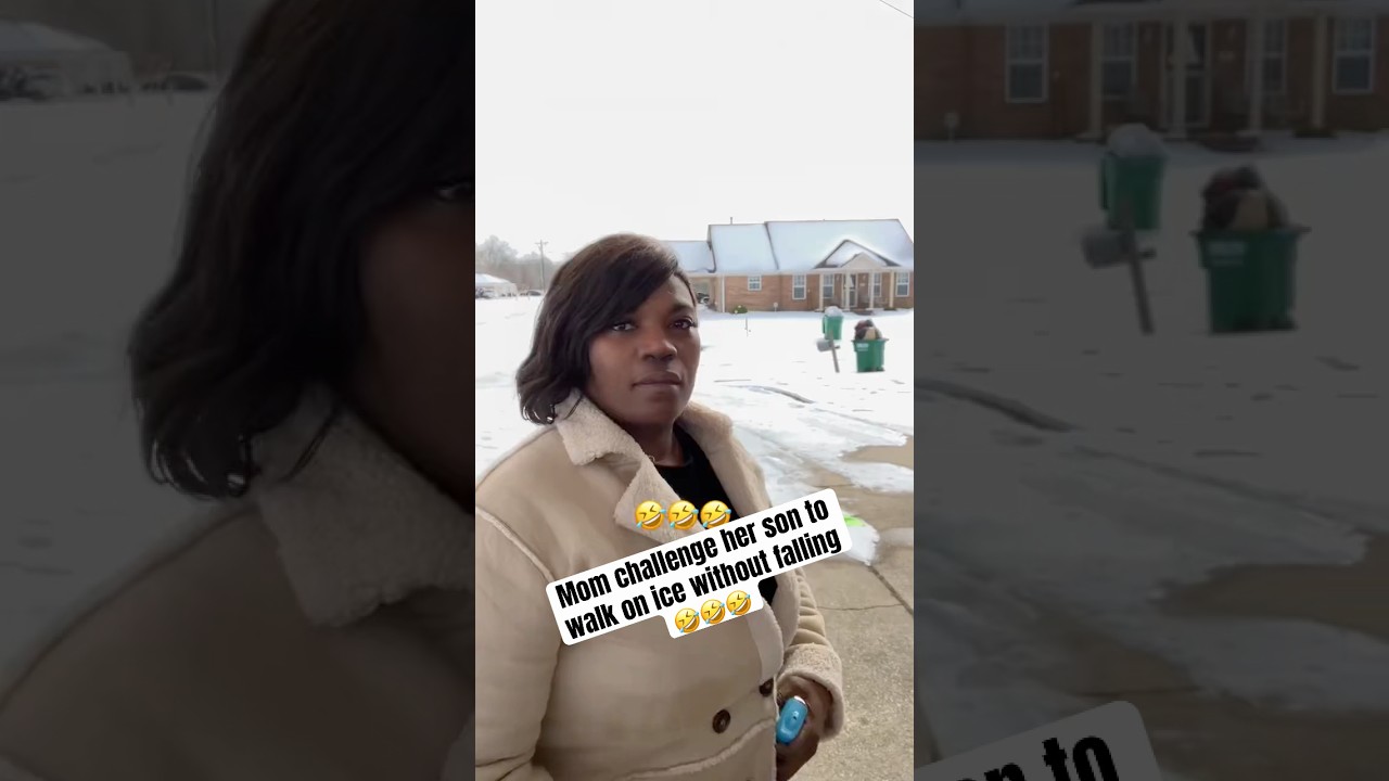 Мама бросила сыну вызов: пройдись по льду, не упав 😂😂dyelicious➡️tiktok