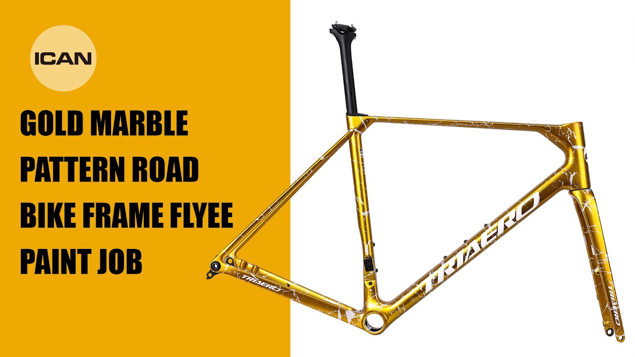 Gold marble pattern road bike frame FLYEE paint job.#icancycling #flyee