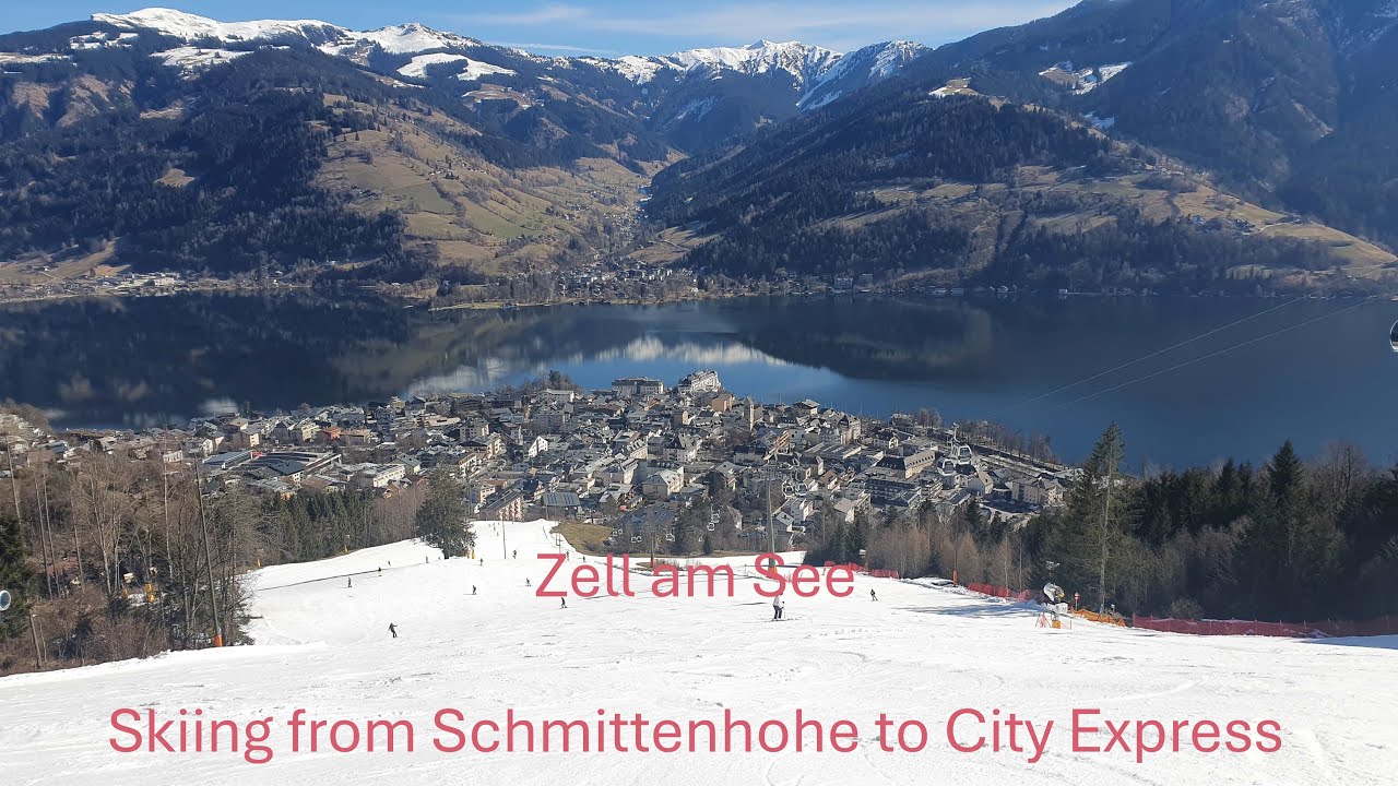 Zell am See  Skiing from Schmittenhohe to City Express on Blue 1,2 5 and Black 5