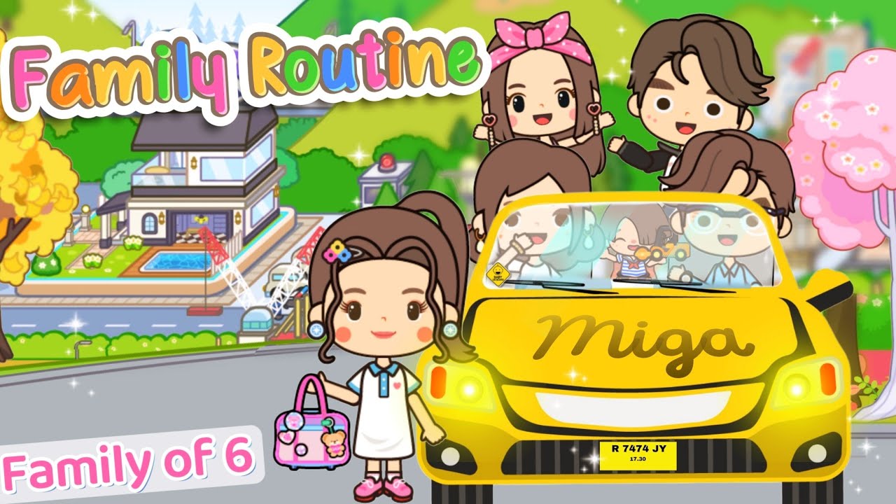 Miga World BIG FAMILY ROUTINE 🛀🏻🧺👨‍👩‍👧‍👦|family ROLEPLAY| Miga town |tocaboca