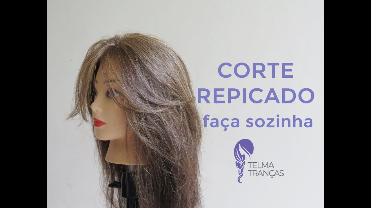 como cortar cabelo sozinha, passo a passo de corte repicado - Telma tranças