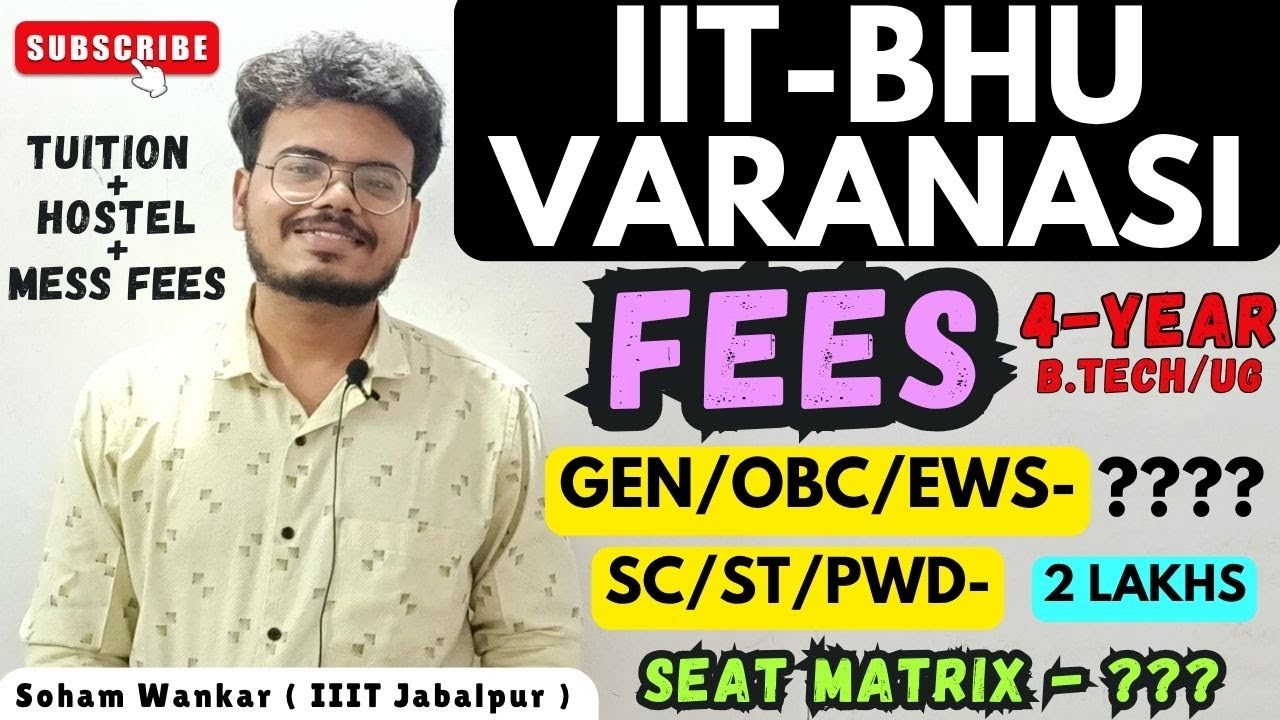 IIT BHU Varanasi FEES Structure (4 Year - UG/B.Tech) | Tuition+ Hostel+ Mess Fees & Seat Matrix 2025