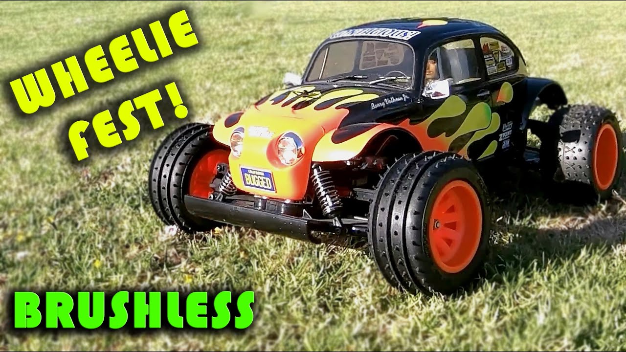 Brushless Tamiya Blitzer Beetle First Run. It's A Wheelie Fest!