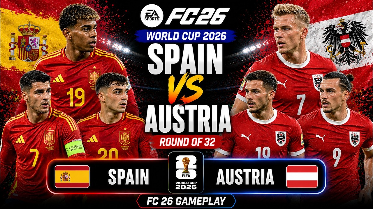 FC 26 | Spain 🇪🇸 vs Austria 🇦🇹 | FIFA World Cup 2026 Round of 32 Gameplay (4K 60FPS)