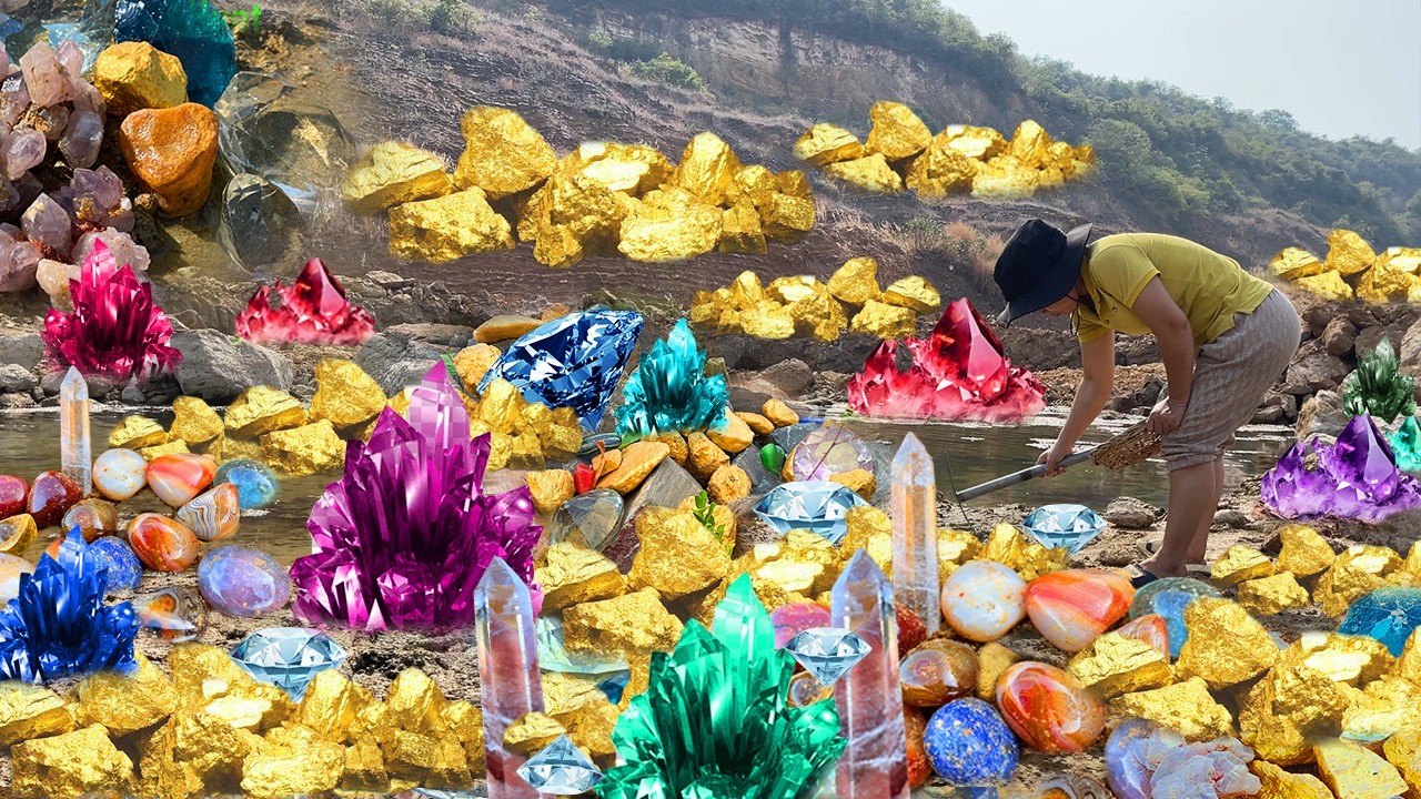 Great Finding Natural Gold, Diamond Amethyst. Diamonds, Quartz Crystal at the gold zone