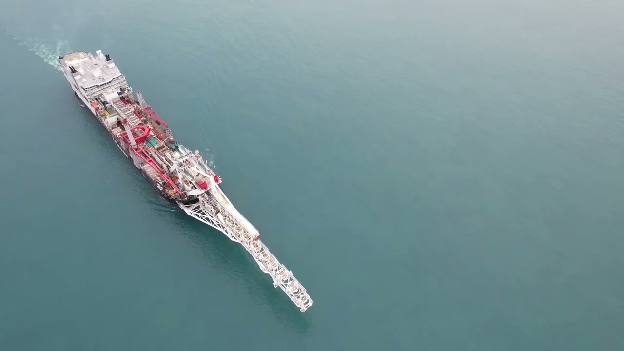 Aerial shots of pipelay vessel Audacia