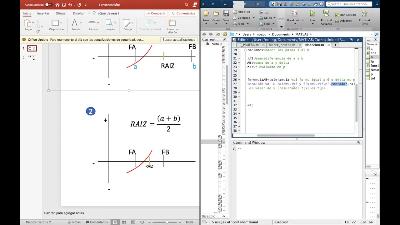 Método de la Biseccion en Matlab Programa y teoría