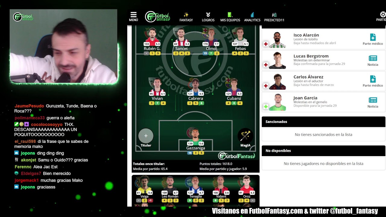 19/03 | Informaci&oacute;n fantasy y alineaciones probables J29 LaLiga 25/26