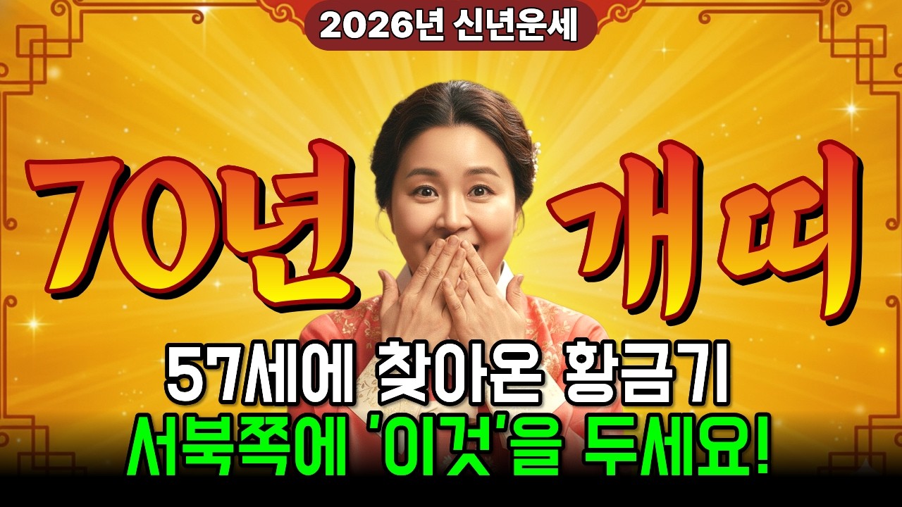 1970년생 경술생 개띠, 57년 가난은 끝났습니다 |  2026년 병오년 상반기 문서운 총정리, 재물운 맞으려면 입춘 전 '이것'부터 치워야 합니다. |
