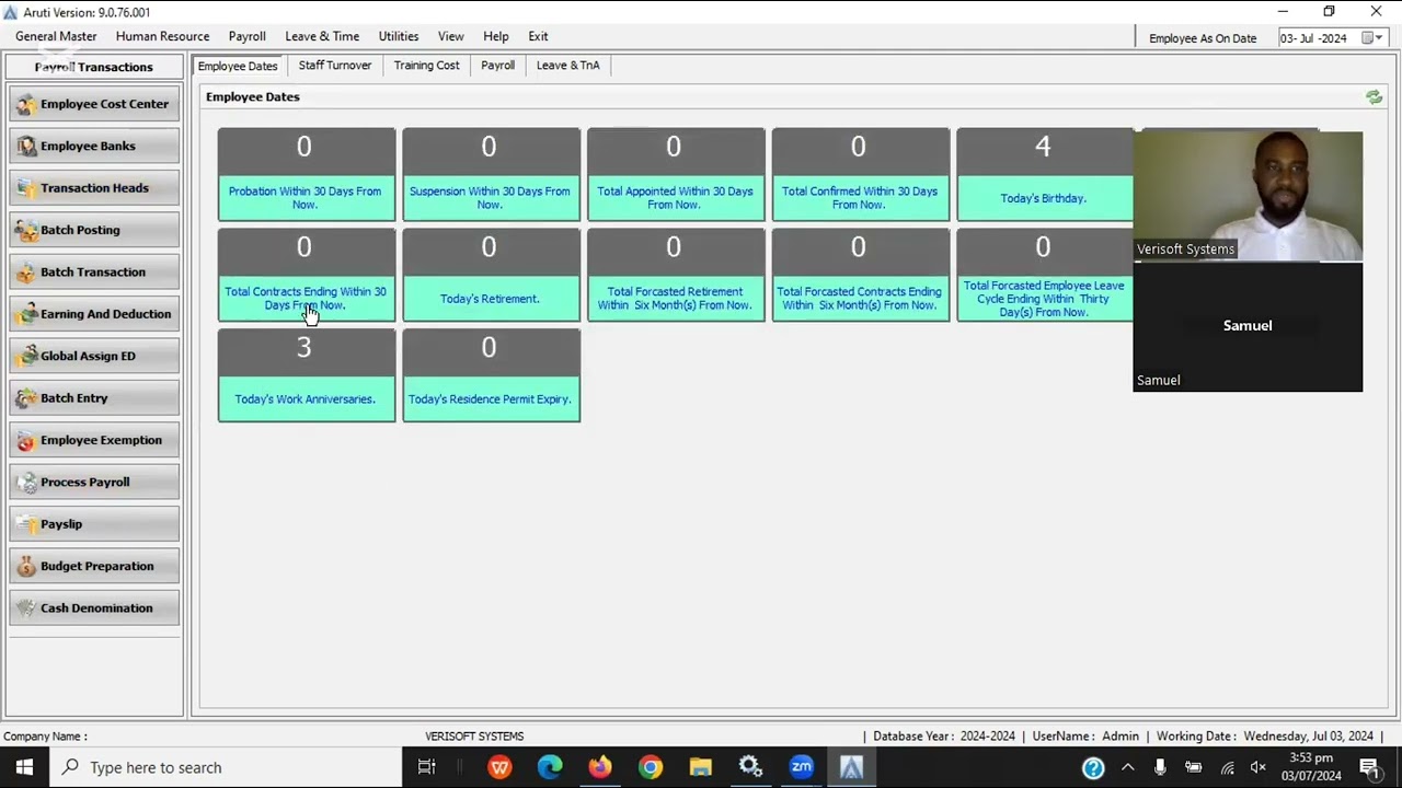 Demo - ARUTI Hr and Payroll Software | Verisoft Systems
