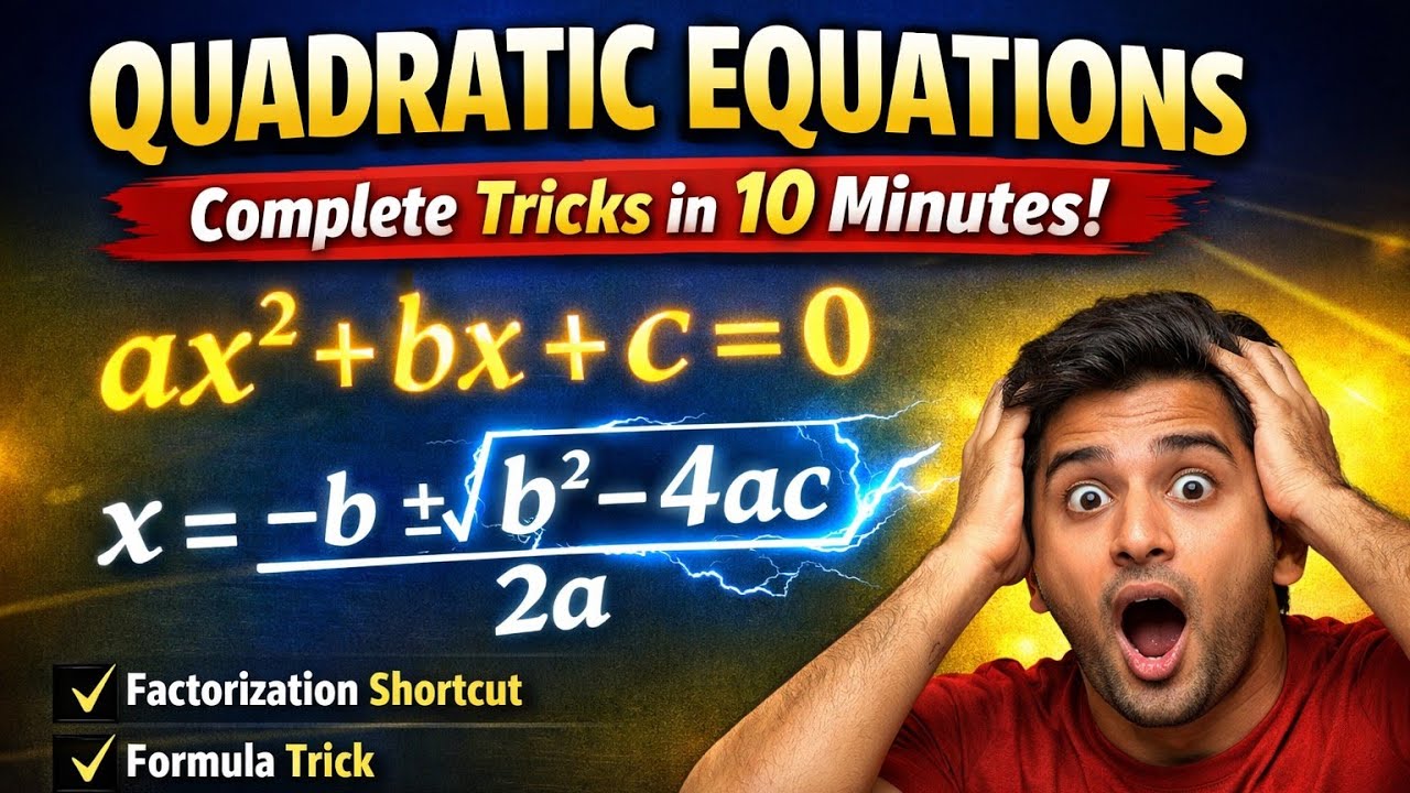 Quadratic equations complete tricks shortcuts in a single video 