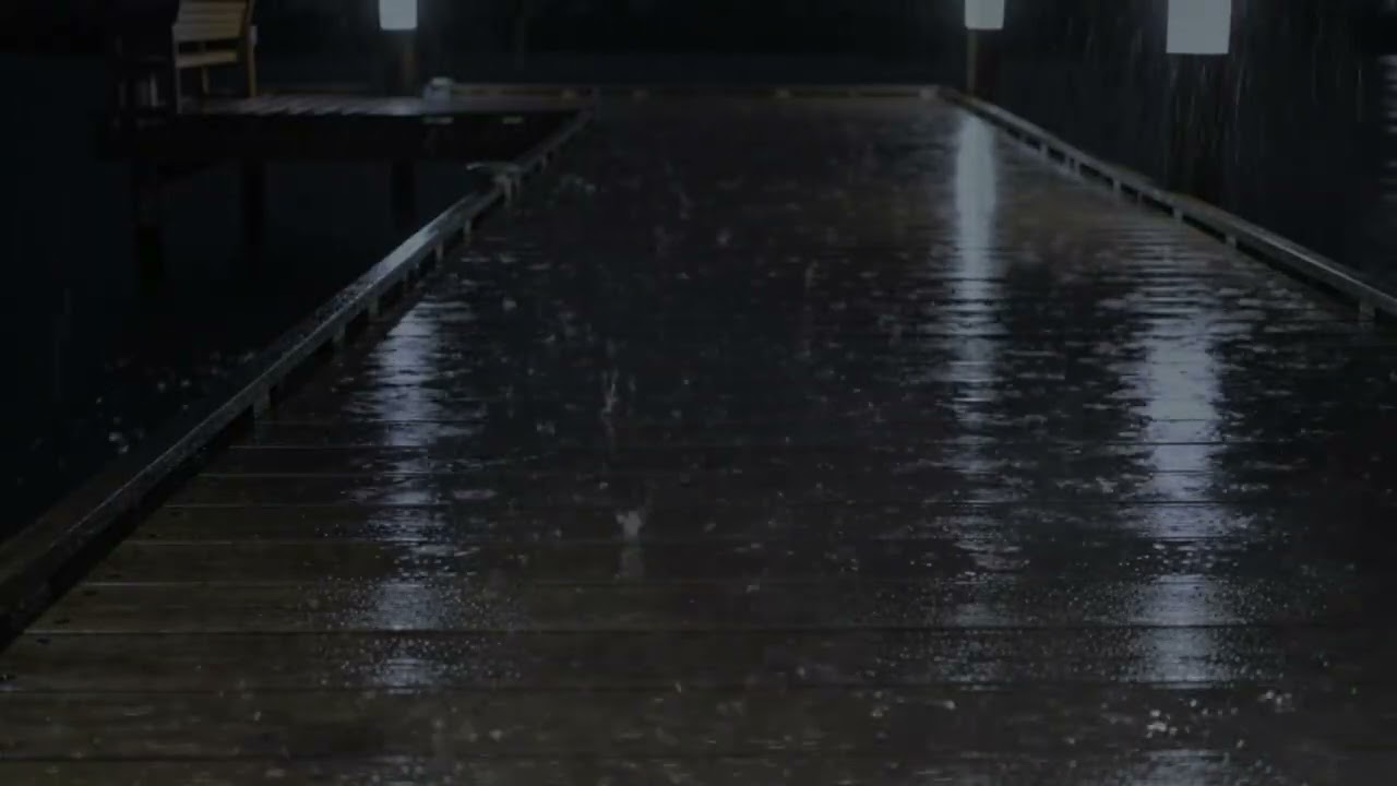 Rain Sounds For Sleeping – 99% Fall Asleep with Dock Rain & Soft Piano at Night | Rain #177