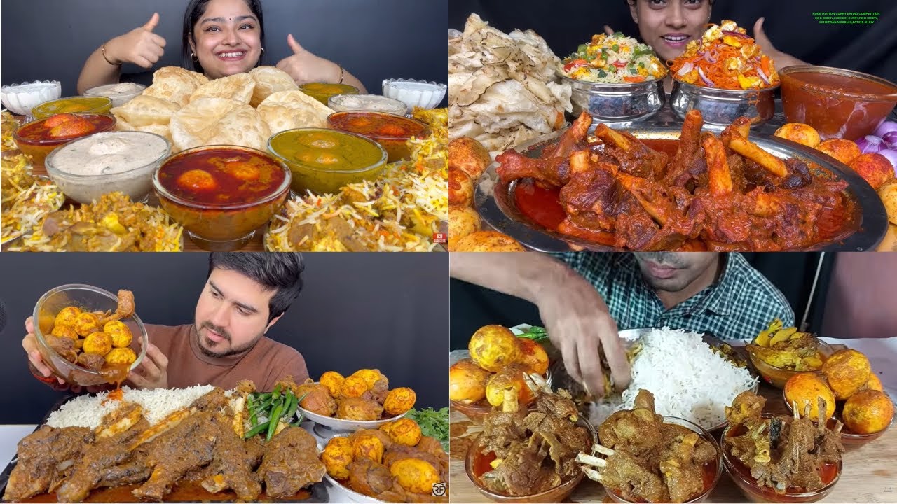 HUGE MUTTON CURRY EATING COMPETITION,EGG CURRY,CHICKEN CURRY,FISH CURRY,SCHEZWAN NOODLES,EATING SHOW