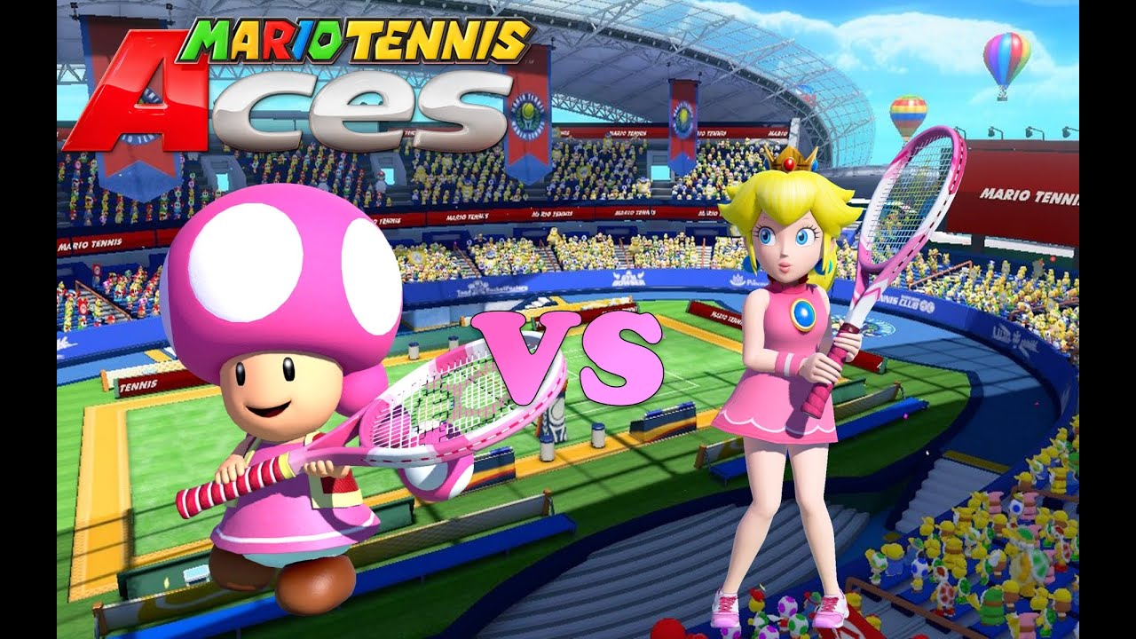 Mario Tennis Aces - Toadette vs Peach - Marina Stadium (Grass)