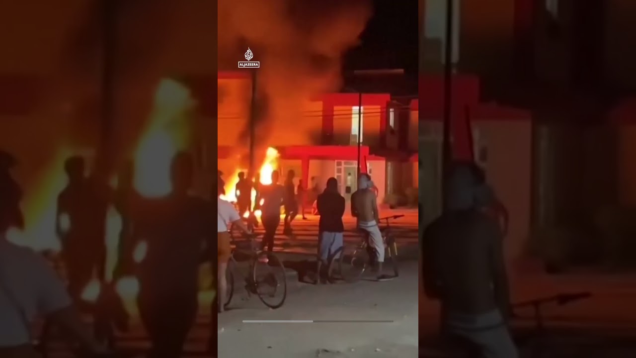 Protesters in Cuba attack Communist party office in rare riot over blackouts | AJ #shorts