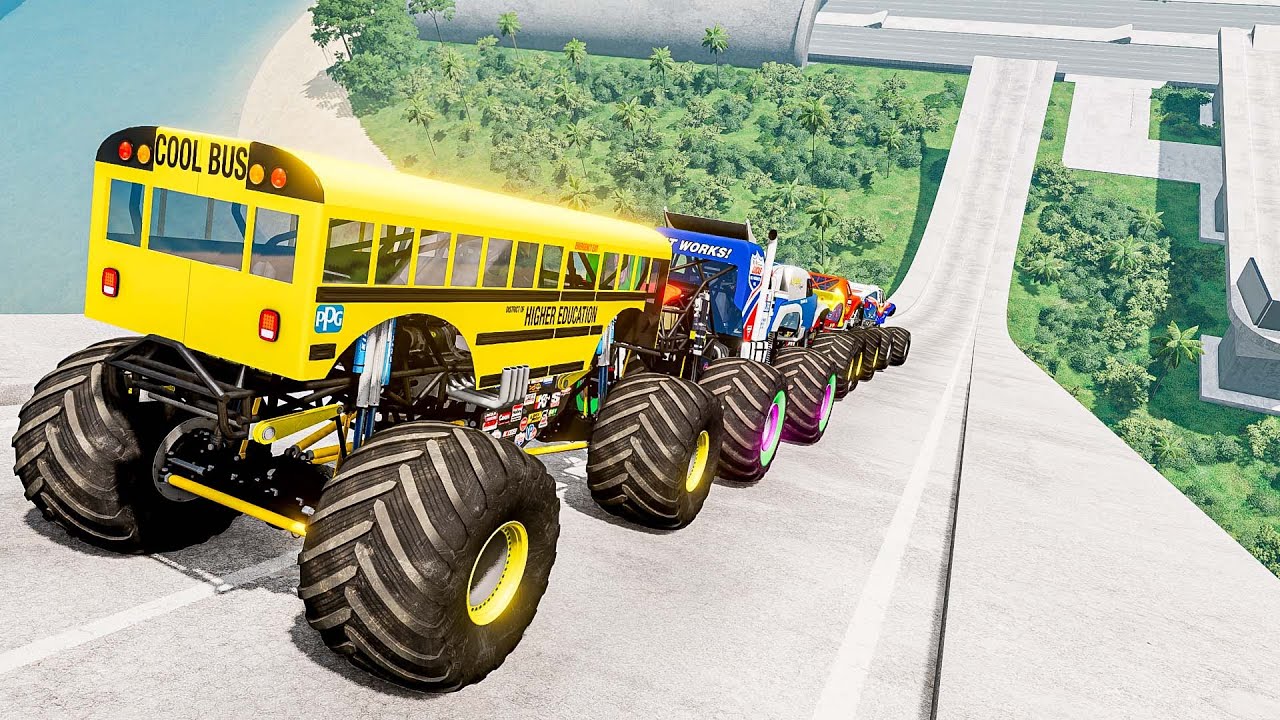 Epic High Speed Monster Jumps #153 | Monster Trucks & Cars - Beamng Drive