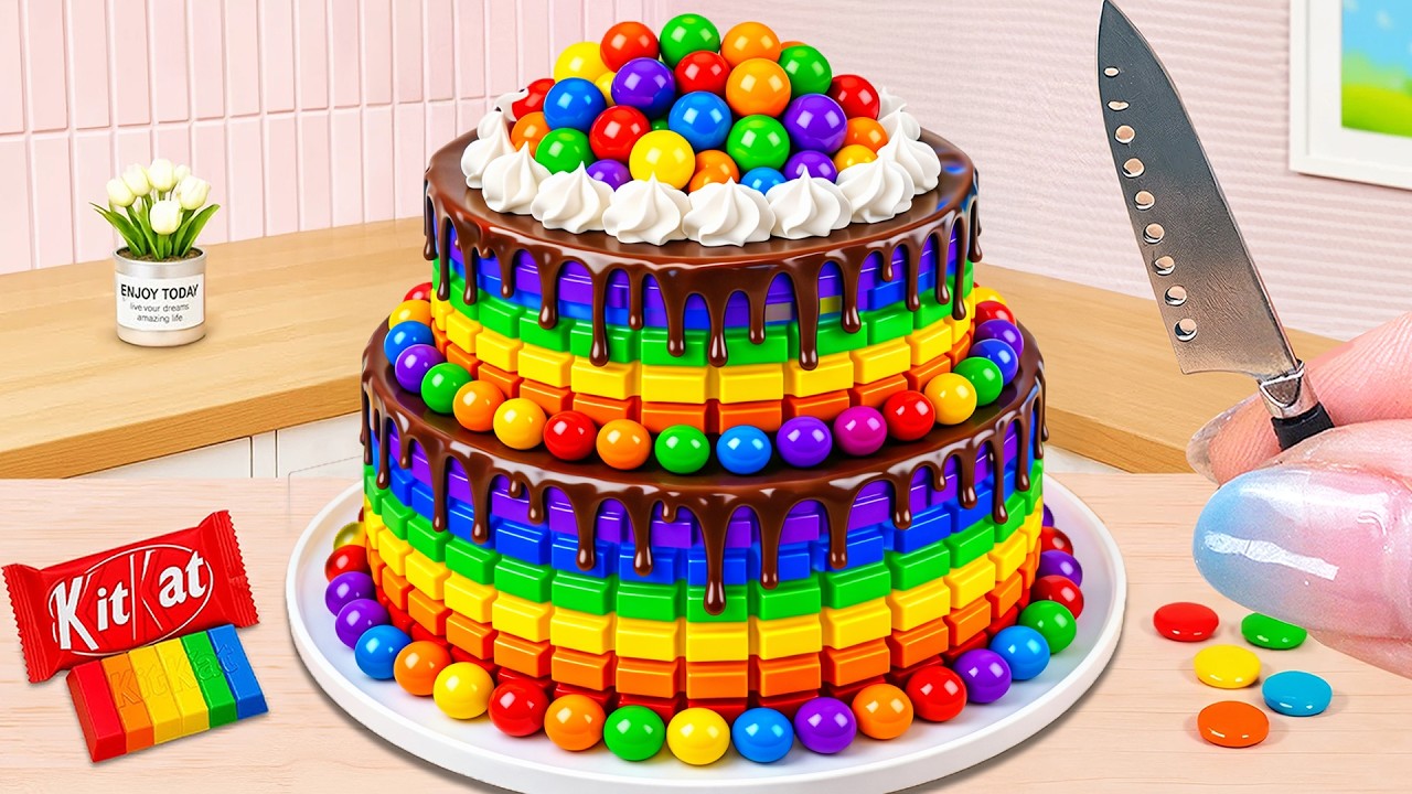 Amazing Rainbow Chocolate Candy Cake 💗 New Style Mini Rainbow Cake Decorating ✨ Mini Wonderful