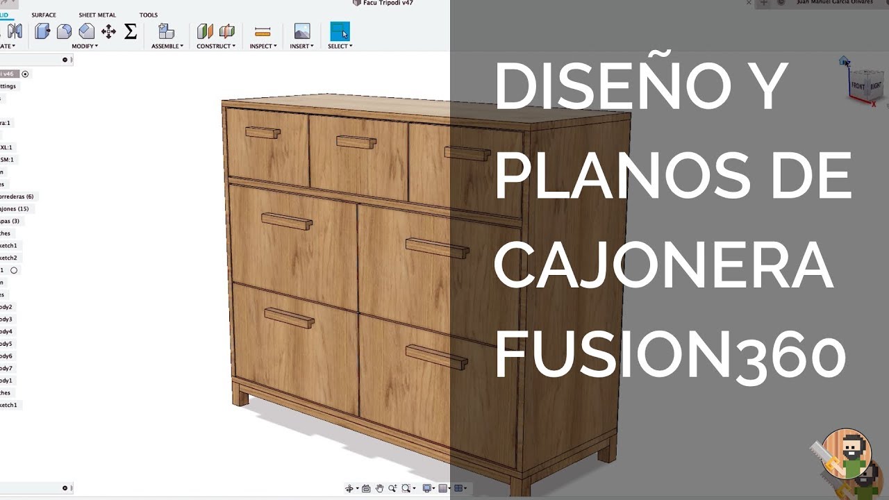 DISEÑO Y PLANOS DE MUEBLE CAJONERA EN AUTODESK FUSION 360