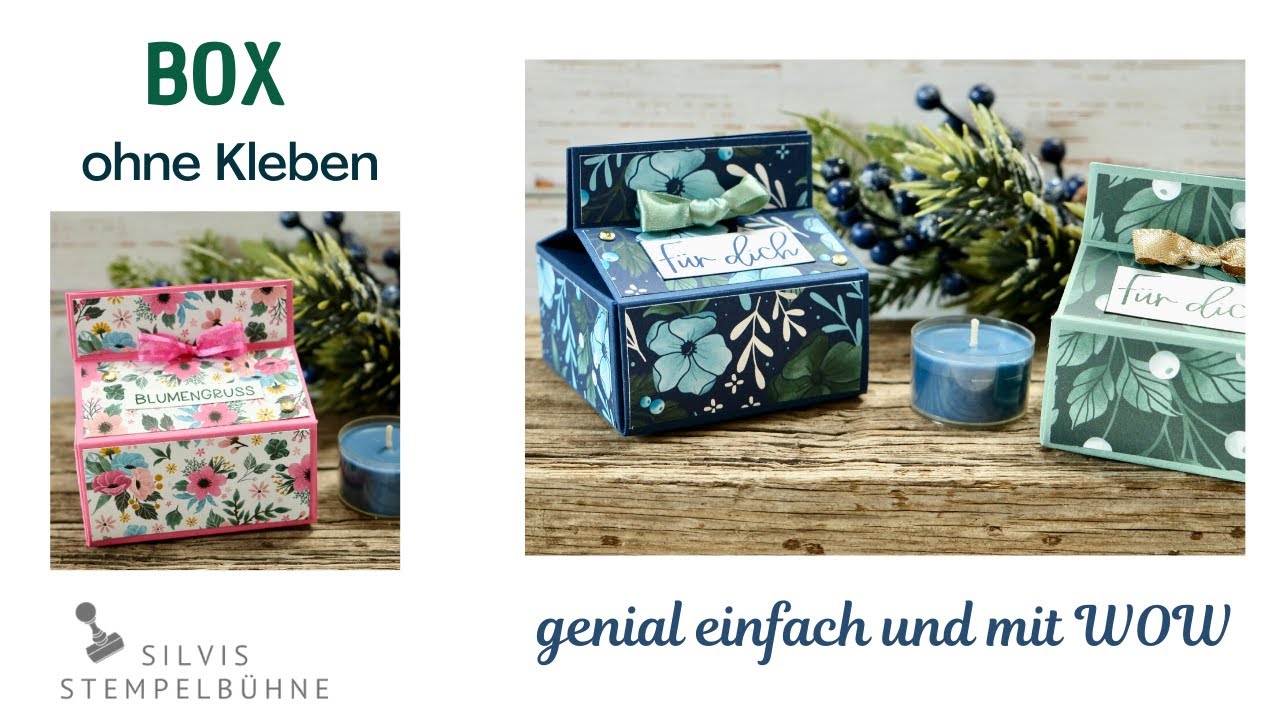 Box ohne Kleben / flach zusammenfaltbar / für Anfänger / Perfekt passende Blumen / Stampin' Up!