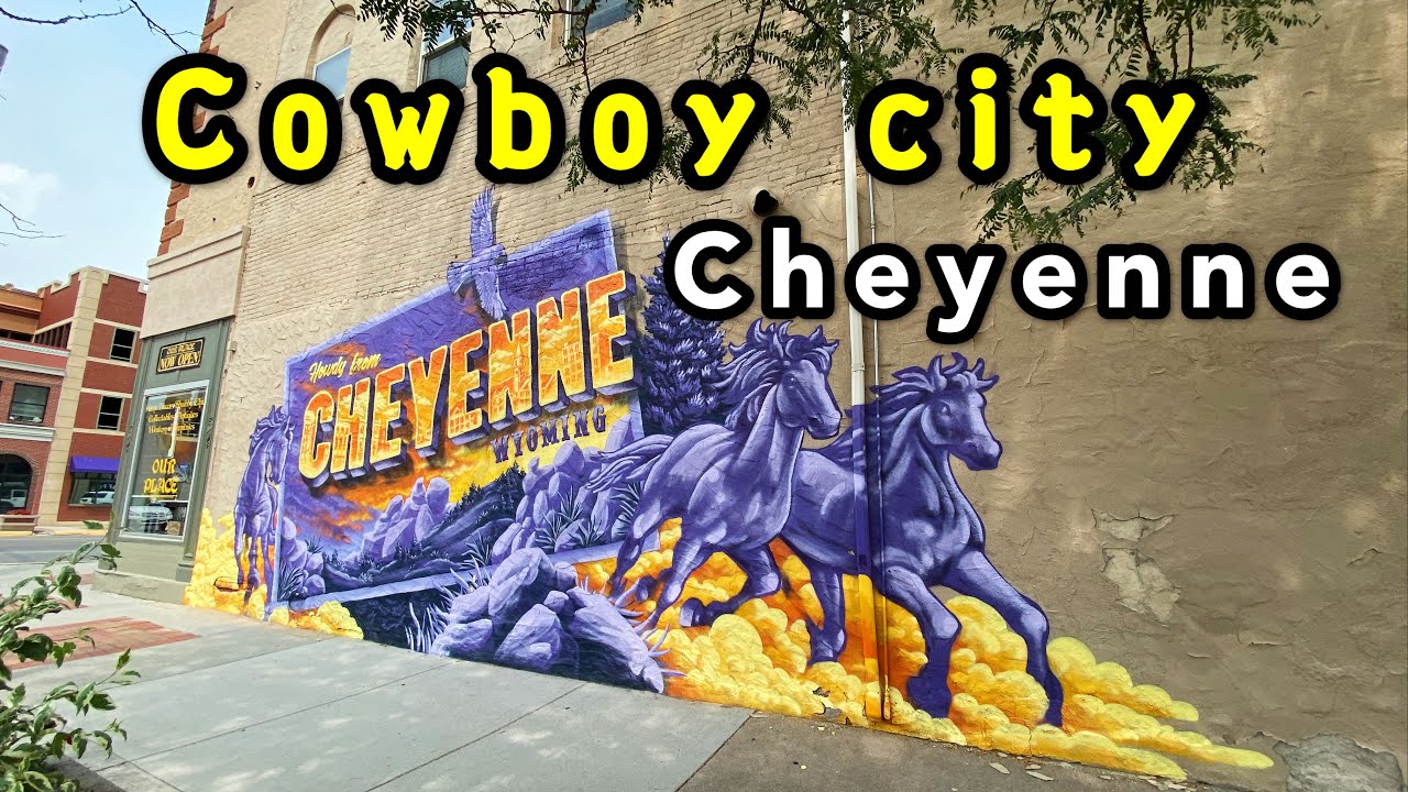 Wild West: Wyoming. Walking and driving through downtown Cheyenne, Wyoming. 狂野西部，牛仔风情，怀俄明州首府夏延。