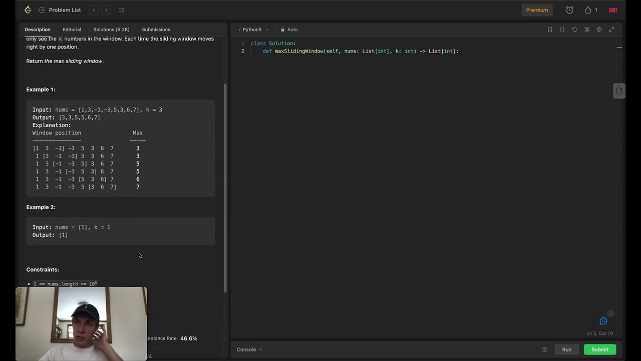 Sliding Window Maximum | 239 Leetcode | Python3