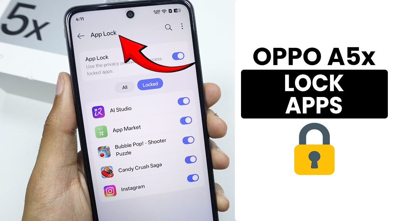 Oppo A5x: How to Lock Apps - App Lock Setting