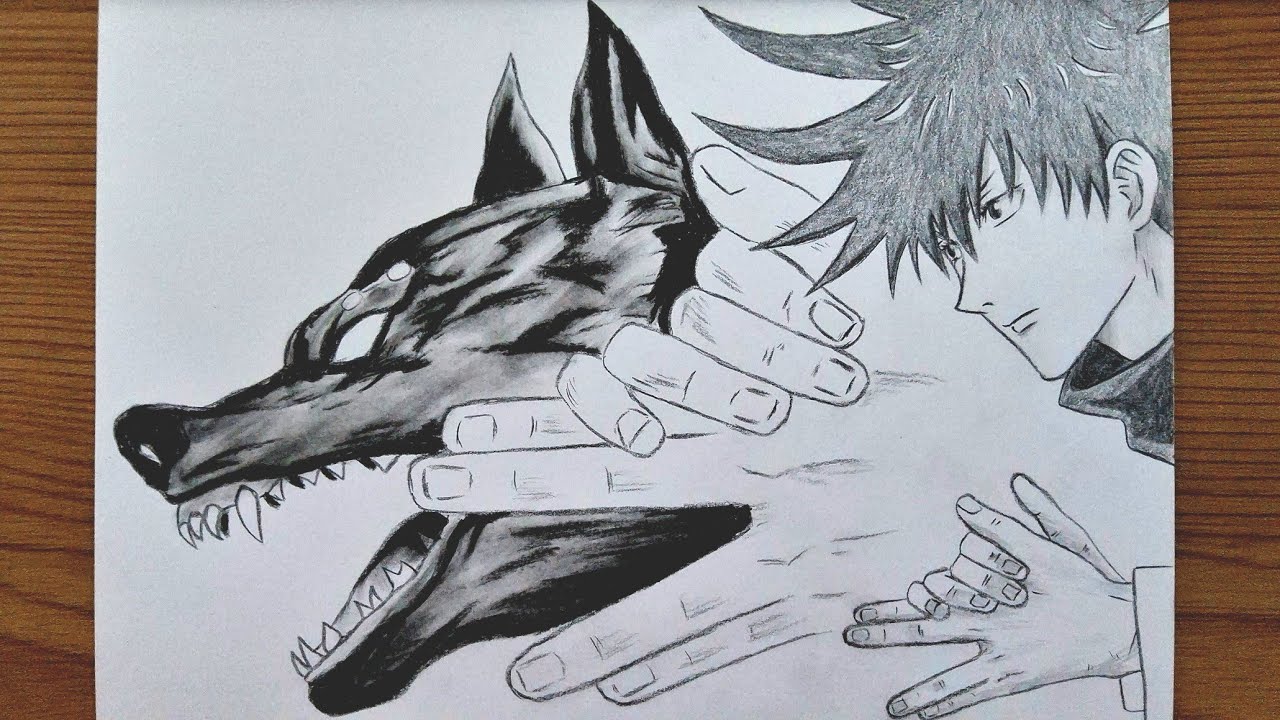 How To Draw Megumi Fushiguro And Divine Dogs || Anime Pencil Drawing Tutorial