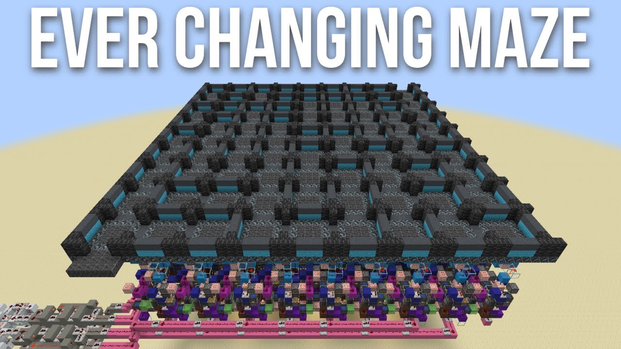 Постоянно меняющийся лабиринт из красного камня в Minecraft
