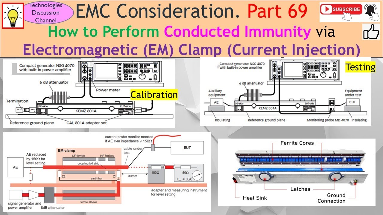 EMC #69. How to Perform Conducted Immunity (IEC / EN 61000-4-6) via EM Clamp Current Injection.