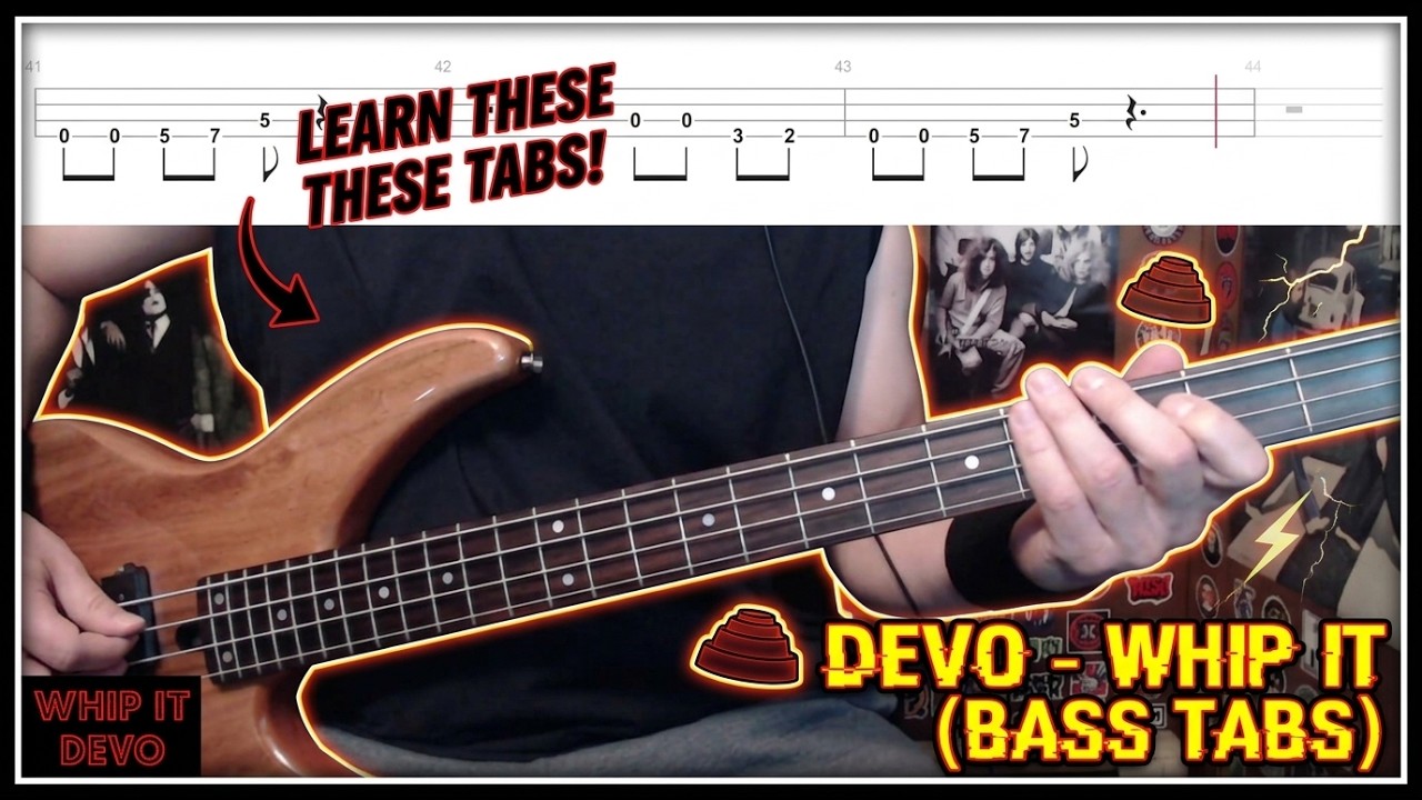 Whip It by Devo - Bass Cover with Tabs Play-Along