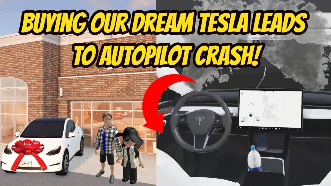 Ролевая игра Roblox — Реалистичная поездка на автопилоте Tesla, покупка автомобилей, авария