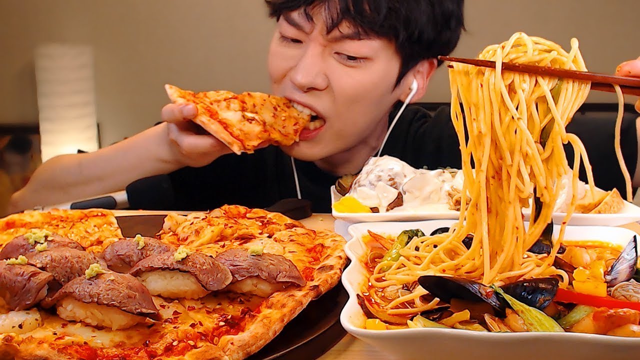 MUKBANG |건대입구 맛집! “민벅” 먹방|해물파스타,피자,불초밥,스테이크 미친맛| EATING SOUNDS[SIO ASMR 시오]