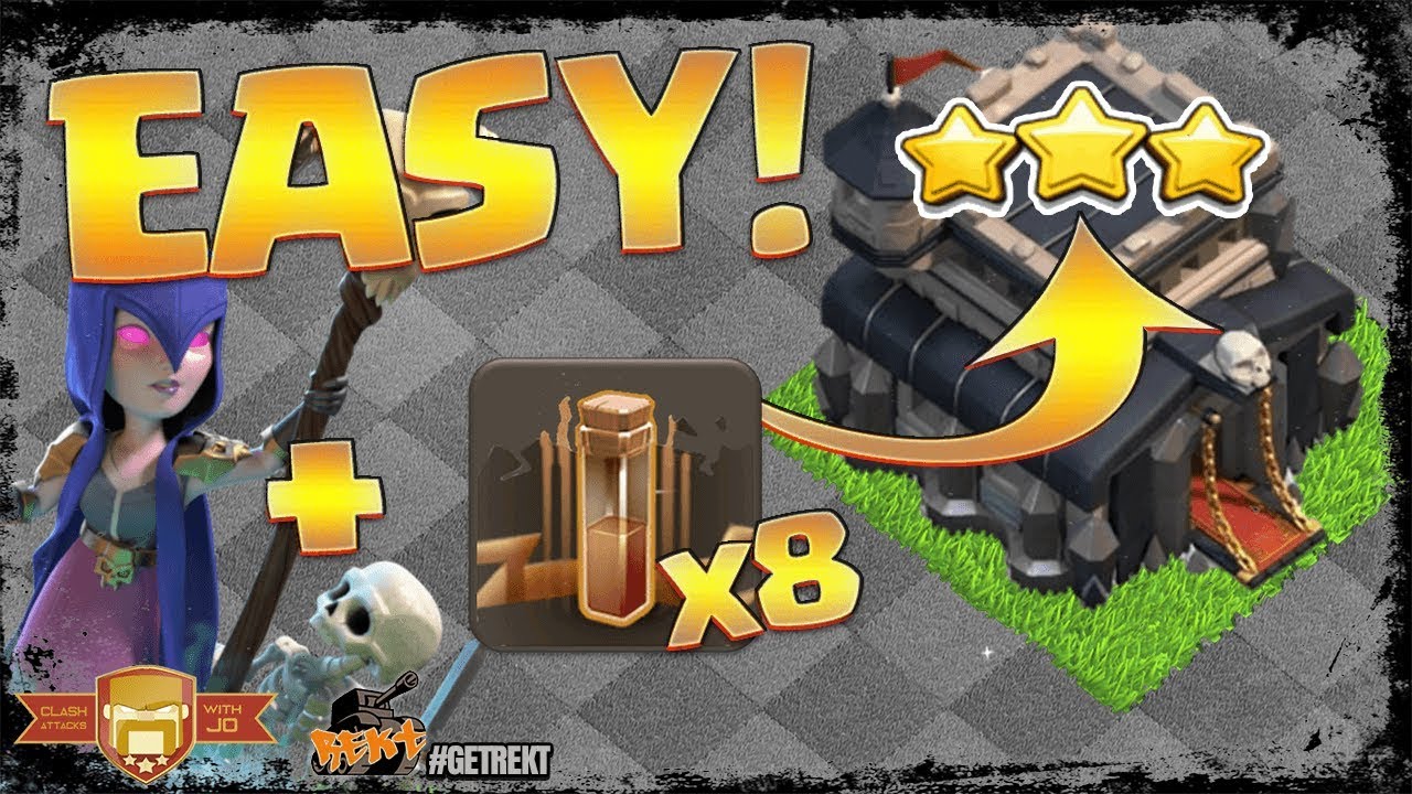 EASY 8 QUAKE WITCH SLAP TH 9 3 STAR ATTACK STRATEGY | Clash of Clans