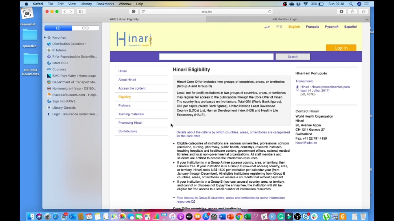 Using HINARI for access to research articles in developing nations