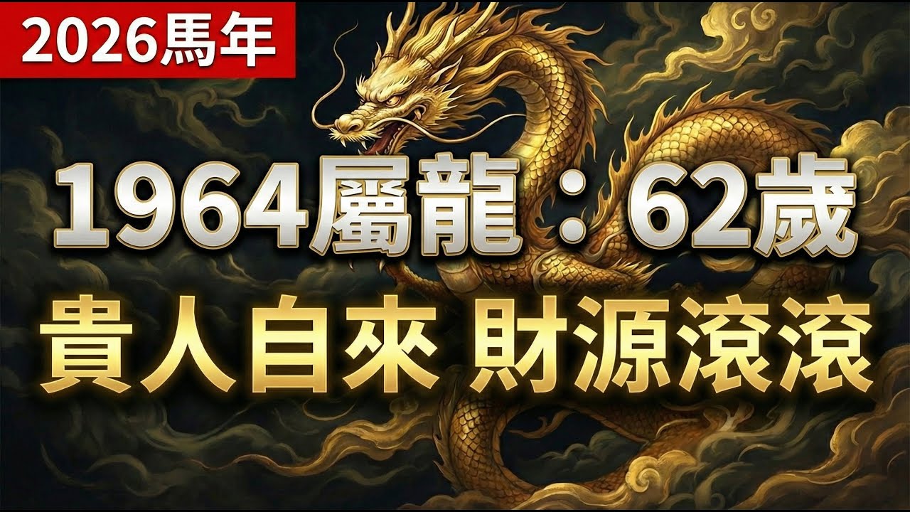 1964年屬龍人必看：不管你現在多窮，只要守住這『一個字』，2026年62歲貴人自來，財源滾滾！