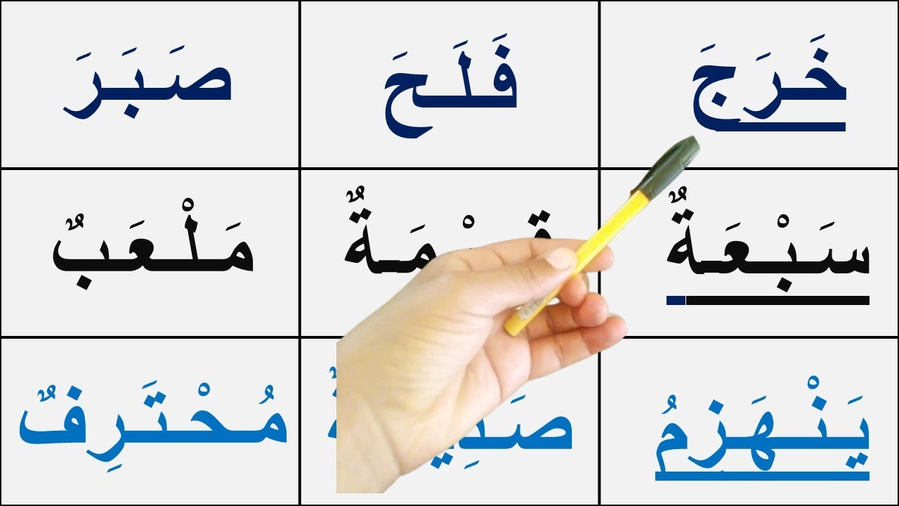 تعليم القراءة والكتابة / تعلم كتابة وقراءة كلمات ثلاثية ورباعية وخماسية مع مختلف الحركات