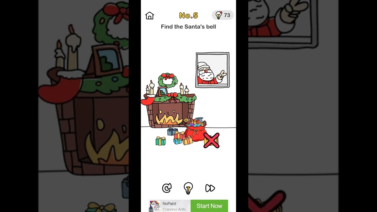 Brain Out Save Santa Level - 5 solved gameplay. Find the Santa's Bell .