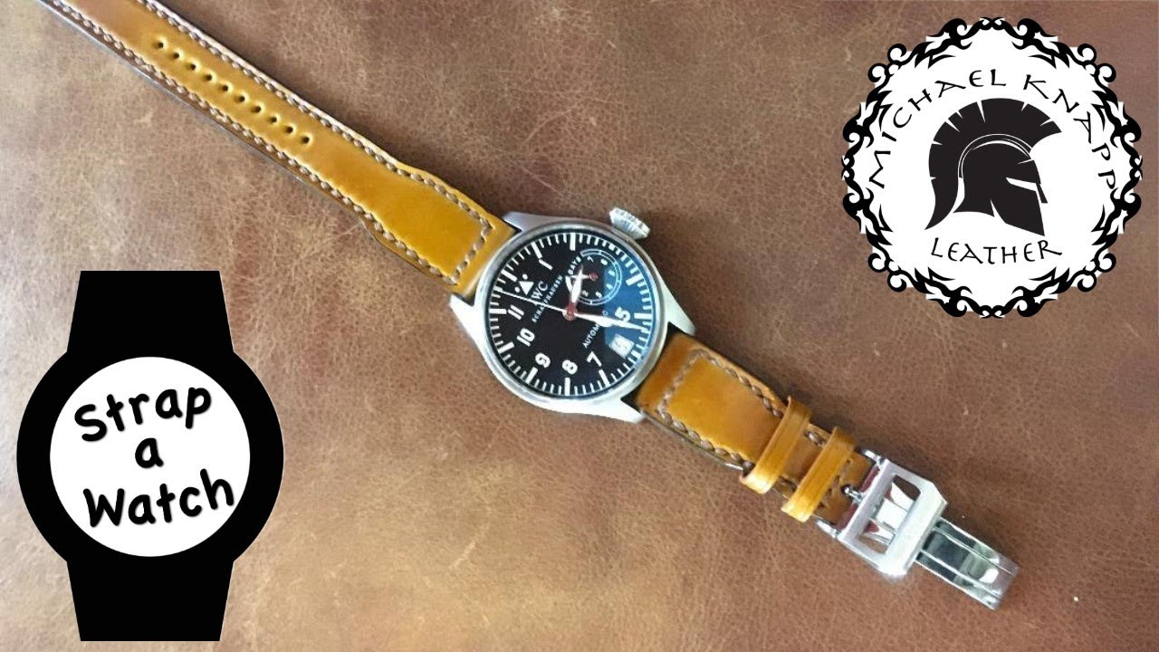 IWC BIG PILOT & Custom Handmade Aviation Style Tan Horween Shell Cordovan Leather Watch Strap!