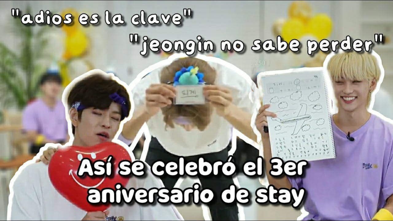 Jisung y Bangchan hablando español y Jeongin haciendo berrinche en el 3er aniversario de stay