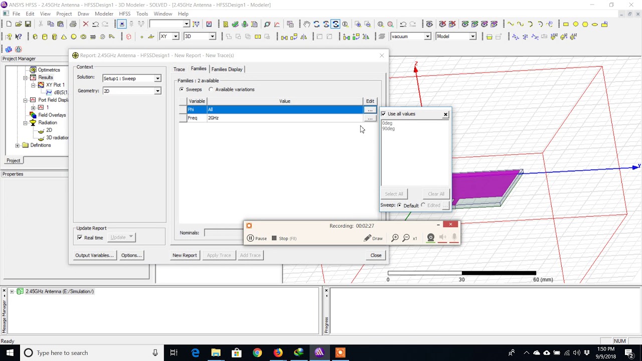 How to See 2D, 3D radiation pattern and current distribution in HFSS