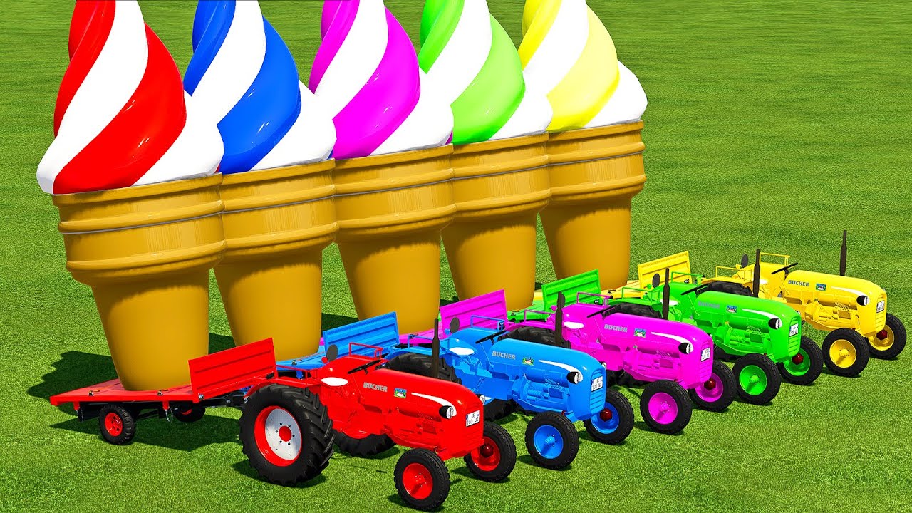 LOAD & TRANSPORT ICE CREAM WITH BUCHER MINI TRACTORS - Farming Simulator 22