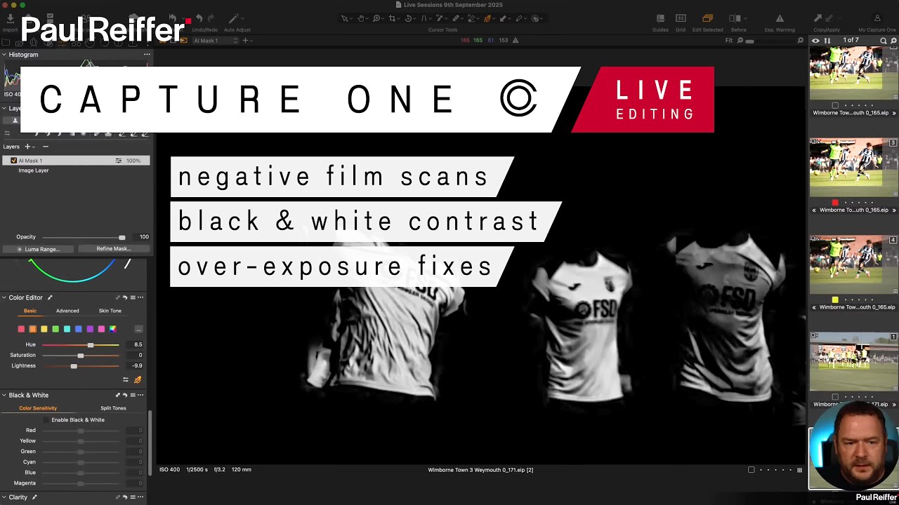 Film Scans, Black & White, Negatives, Reverse Levels - Capture One Live Editing : 9th September 2025
