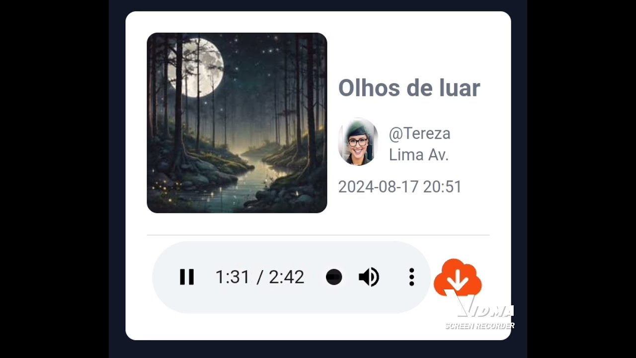 M&uacute;sica: Olhos de Lua Letras: Tereza Lima  Voz.... Rob&ocirc;: SUNO IA 🌺🎻🌺