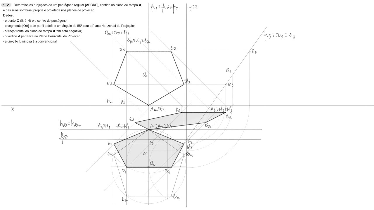 Resolução do Exame de Geometria Descritiva A 2024 [1.ª fase] - Exercício 2