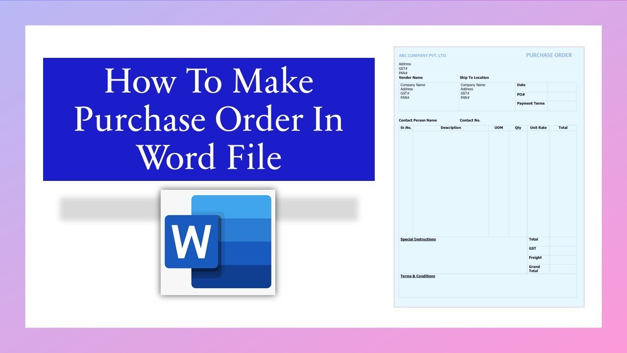 How To Make Purchase Order In Word | Rohit Kamble | Office Administration With Rohit