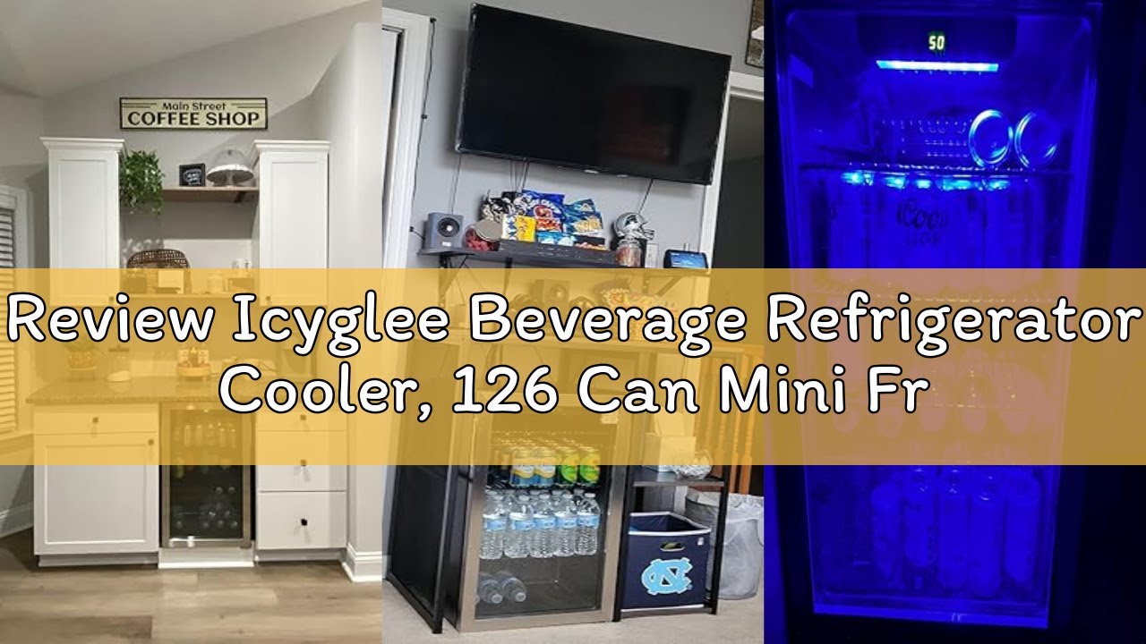 Review Icyglee Beverage Refrigerator Cooler, 126 Can Mini Fridge with Glass Door for Wine, Soda Beer