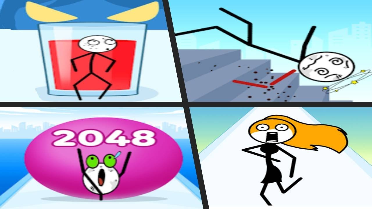 HIDE ME vs KICK LOSER vs STICKMAN ROLL vs RUN FOR LIFE - All levels Quadruple Game Android APK