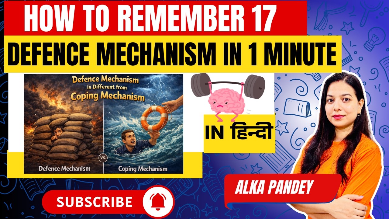 How to Remember 17 Defense Mechanisms in 1 Minute! Also know how Coping Mechanism is different ?